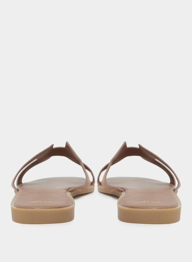 Styli Brown Suede Flat Sandals - Image 4